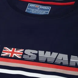AMSWAN Men Typography Printed Applique T-shirt image 3