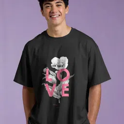 Silver Moon Clothing Men Typography Printed Round Neck Cotton Oversized T-shirt image 5