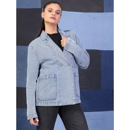 VESTIDO MODAS Denim Double-Breasted Blazers image 1