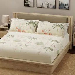 Boutique Living India Cream-Coloured Printed Cotton 300 TC King Bedsheet Set 2.74 x 2.74m-image-16