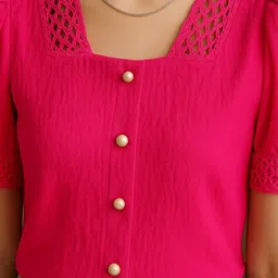 Absorbing Puff Sleeve Crepe Top image 3