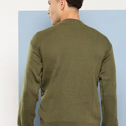 Aarika Men Typography Printed Striped Woollen Pullover image 5