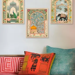 Kotart Brown & Beige 3 Pieces Wooden Birds and Animals Printed Wall Art-picture-25