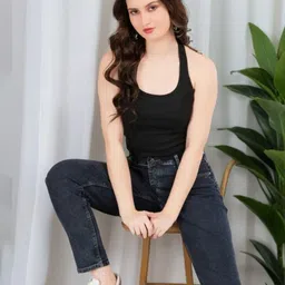 TEEMOODS Halter Neck Cotton Crop Tank Top-image-49