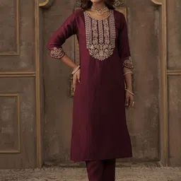 Indo Era Women Ethnic Motifs Embroidered Kurta with Trousers & Dupatta image 4