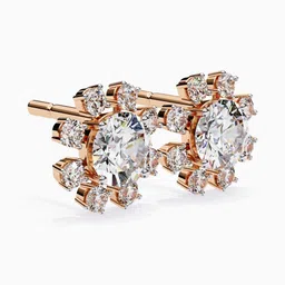 VALANOVA 18Kt Rose Gold 2.81 Carat Lab Grown Diamond Studded Studs - 1.90 g image 2