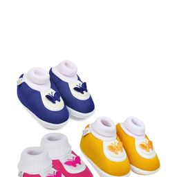 NESKA MODA Kids-Unisex Navy Blue Cotton Booties-picture-45