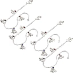 Heer Collection Set Of 2 Silver-Plated Ghungroo Beaded Anklets-picture-22