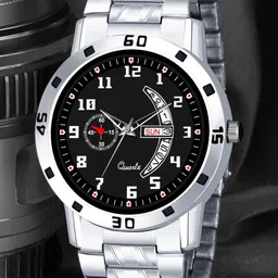 SZN Men Black Dial & Silver-Toned SS Straps Analogue Watch - DD Aveo still BlackSZNN image 4