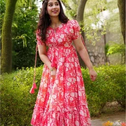 handsome king Women Layered Pink Midi/Calf Length Dress-picture-19