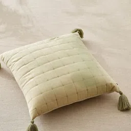 Home Centre Oriental Tansy Green Quilted Square Pre-Filled Cushion image 4