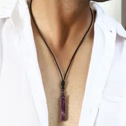 Nirvana Unisex Amethyst Cylinder Adjustable Rope Geometric Pendants-image-3