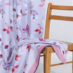 Aura White & Purple Set of 2 Floral Black Out Window Curtain image 4