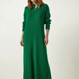 Happiness istanbul Women Ribbed Maxi Dress-image-37