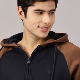 BLACK BUCK Men Colourblocked Hooded Sweatshirt image 3