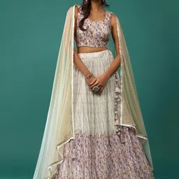 FABPIXEL Embroidered Mirror Work Semi-Stitched Lehenga & Unstitched Blouse With Dupatta-picture-42