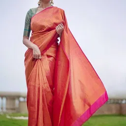 Moda Rapido Woven Design Silk Blend Handloom Banarasi Saree-image-27