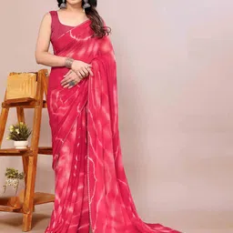 KALINI Tie and Dye Poly Chiffon Saree-image-9