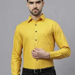 Vida Loca Men Slim Fit Spread Collar Solid Cotton Formal Shirt-picture-19