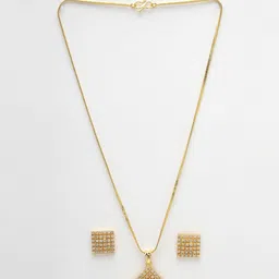 ZENEME Gold-Plated AD Stone-Studded Jewellery Set image 2