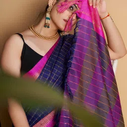 VARNI FABRICS Woven Design Zari Silk Blend Ikat Saree image 2