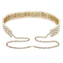 KARATCART Gold-Plated Kundan Studded & Pearl Beaded Kamarband image 2