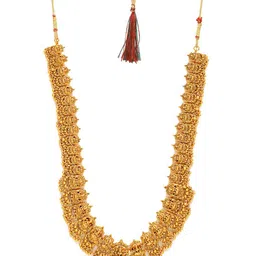 Yellow Chimes Gold Plated Temple Jewellery set With Kamarband image 4