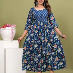 Queens Closet Women Floral Printed Daily Cotton Anarkali Kurta-picture-11