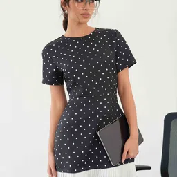 StyleCast Polka Dot Printed A-Line Dress image 5