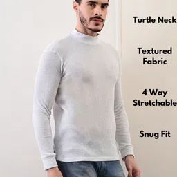 Mast & Harbour Self Design High Neck Cotton Regular Fit T-shirt image 4