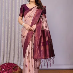 Snofi Creation Floral Zari Art Silk Handloom Banarasi Saree image 4