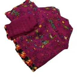 HERE&NOW Warli Printed Pure Georgette Saree image 3