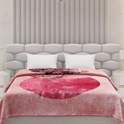 Monte Carlo Pink & Peach Coloured Geometric 600 GSM Mild Winter Double Bed Blanket-image-52