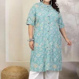 Little More By Stylum Women Floral Printed Pastels Kurta-picture-11