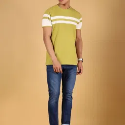 V-Mart Men Striped Round Neck Cotton T-shirt image 3