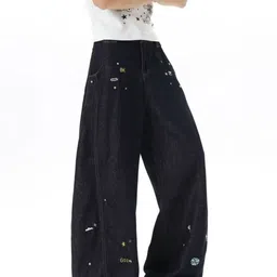 StyleCast Men Wide Leg High-Rise Dark Jeans image 2
