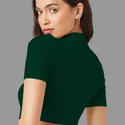 Dream Beauty Fashion Solid Ribbed Round Neck Regular Top image 4