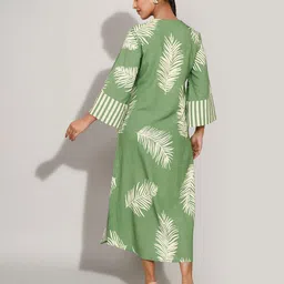 Dora Dori Tropical Print Flared Sleeve A-Line Midi Dress image 5