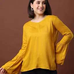 MYND V-Neck Bell Sleeve Styled Back Top-picture-37