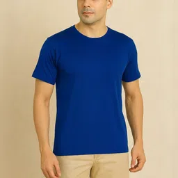 UllasPemium Men Solid Round Neck Cotton Slim Fit T-shirt-picture-43