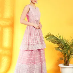 Chhabra 555 Embellishments & Sequinned Peplum Kurta Lehenga With Dupatta image 3