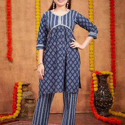 Muhuratam Girls Printed Kurta Set-image-67