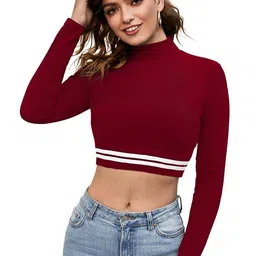 SS Sanket Synthetics Women High Neck Fitted Crop Top-picture-24