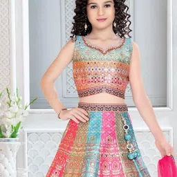 JAY NAGNATH FAB Girls Embellished Ready to Wear Art Silk Lehenga & Blouse With Dupatta image 3