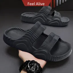 Feel alive Men Set Of 3 Self Design EVA Casual Sliders Flip Flops image 5