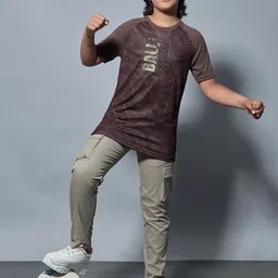 Technosport Boys Typography Printed Antimicrobial Applique Slim Fit T-shirt image 4