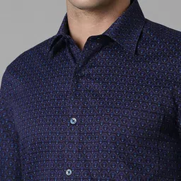 Louis Philippe Men Classic Spread Collar Micro Ditsy Printed Cotton Formal Shirt image 2