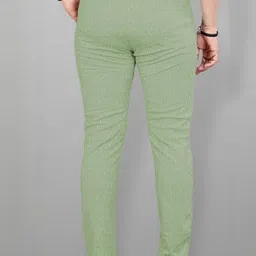 COMBRAIDED Men Pista Green Solid Flat Front Polyester Trousers image 5