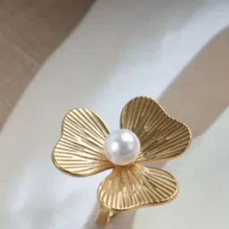 SUBHAGALANKAR Gold-Plated Beaded Adjustable Finger Ring image 1