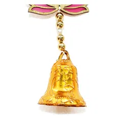 CraftVatika Yellow & Pink 10 Pieces Textured Wooden Lotus Latkan Torans image 2